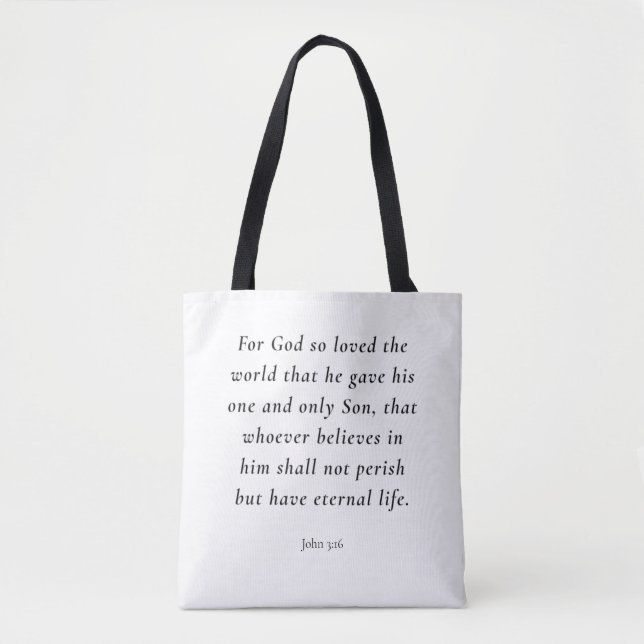 John 3:16 Bible Verse Image Tote Bag (Front)