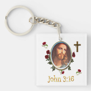 John 3:16 Bible verse Keychain