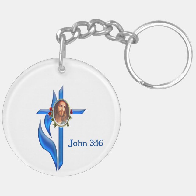 John 3:16 Bible verse Keychain (Back Left)