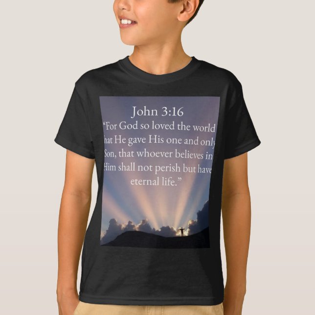 John 3:16 Bible Verse Kid's Tee Shirt (Front)