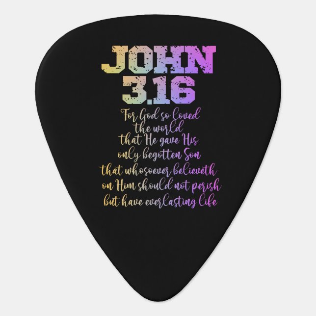 John 3.16 Bible Verse KJV Christian Guitar Pick (Front)