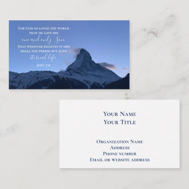 John 3:16 Bible Verse | Matterhorn Original Photo Business Card (Front/Back)