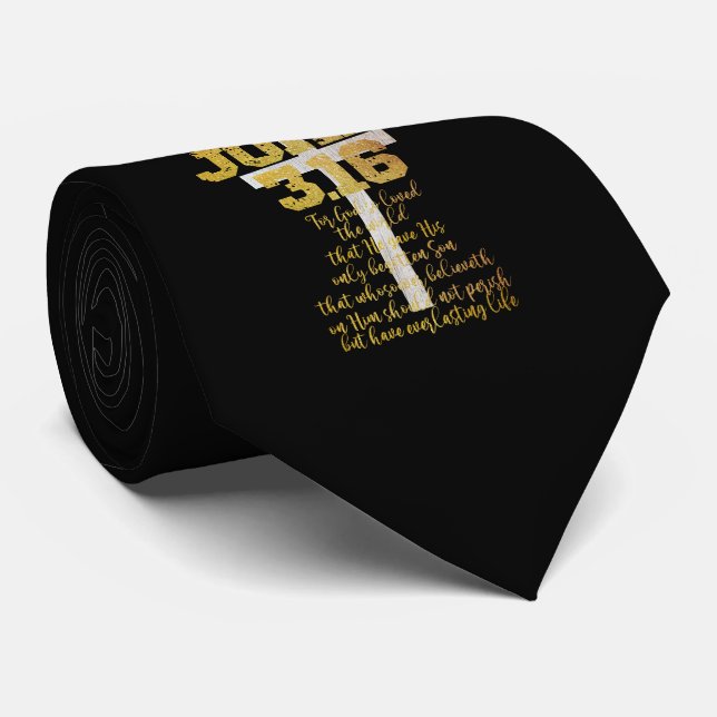 John 3.16 Bible Verse Neck Tie (Rolled)