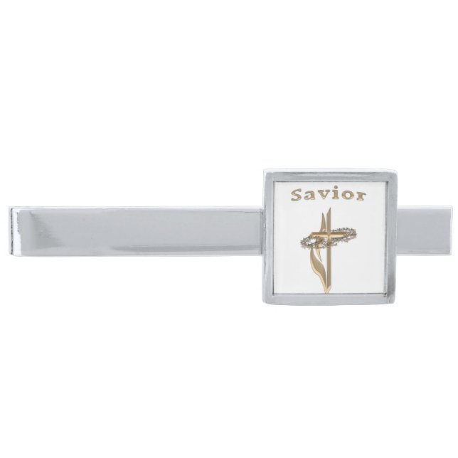 John 3:16 Bible verse Silver Finish Tie Bar (Front)