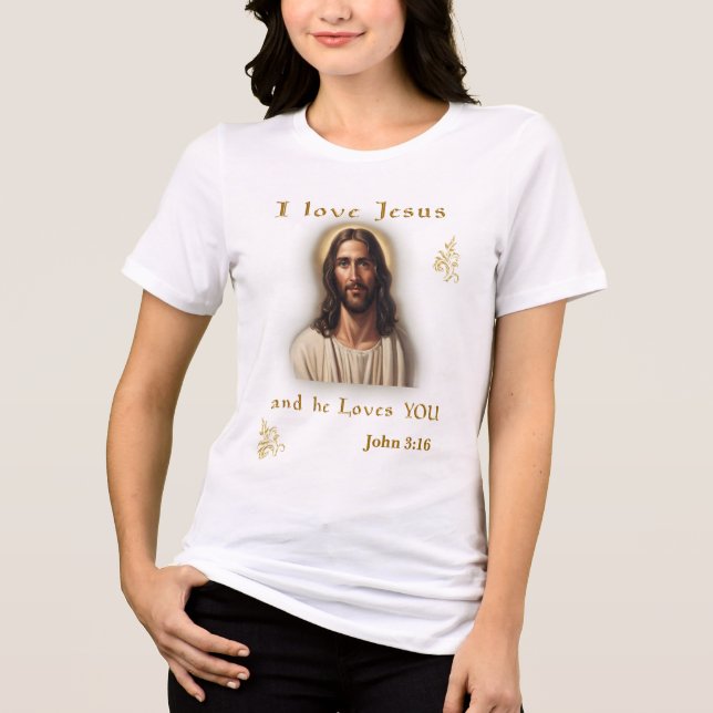 John 3:16 Bible verse Tri-Blend Shirt (Front)
