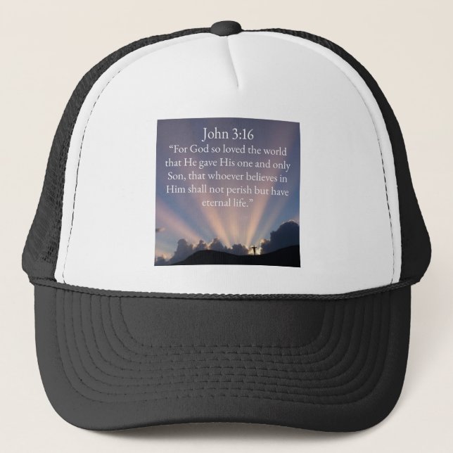 John 3:16 Bible Verse Trucker Hat (Front)