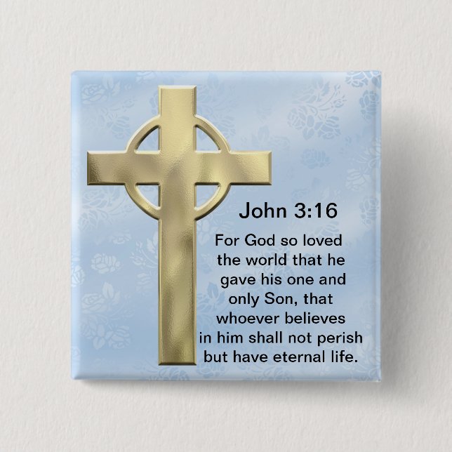 John 3:16 (blue) button (Front)