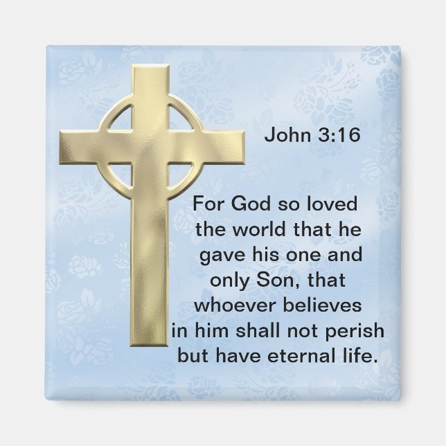 John 3:16 (blue) magnet (Front)