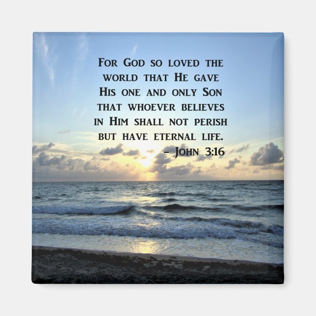 JOHN 3:16 BLUE SKIES SCRIPTURE PHOTO MAGNET (Front)