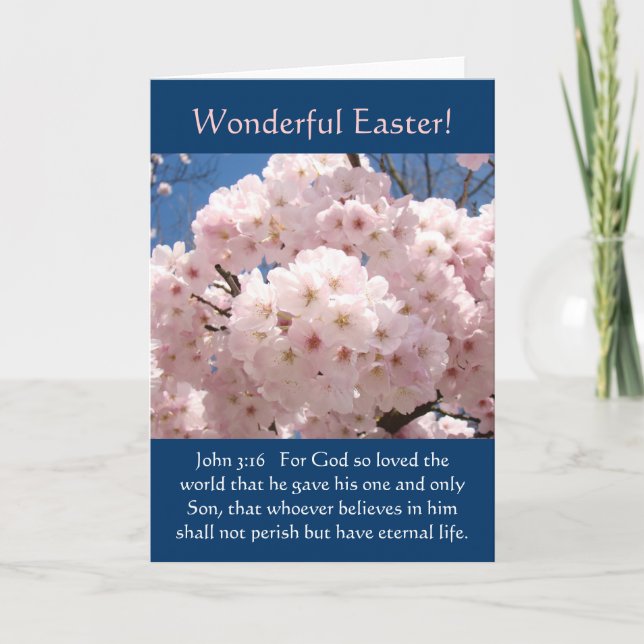 John 3:16 cards Wonderful Easter! Card Blossoms (Front)