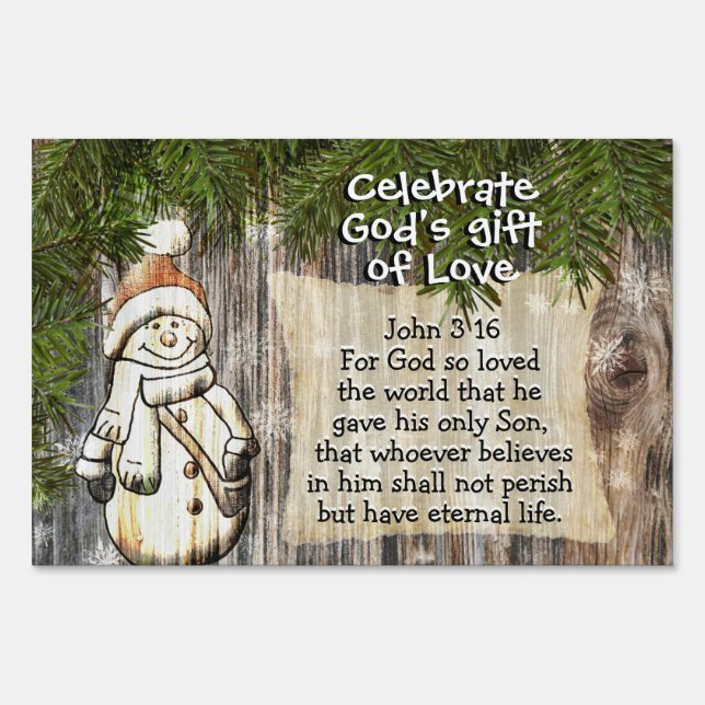 John 3:16 Celebrate God's Gift of Love Christmas Sign (Front)