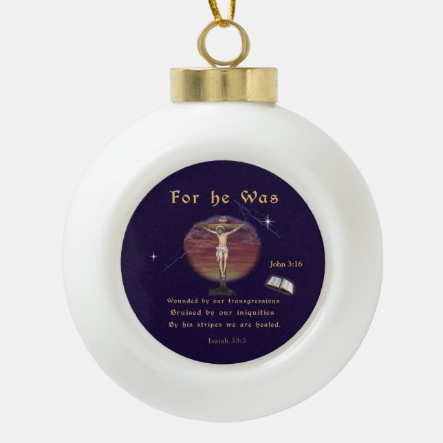John 3:16 ceramic ball christmas ornament (Front)