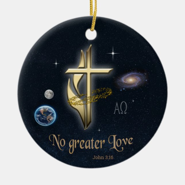 John 3:16 ceramic ornament (Front)