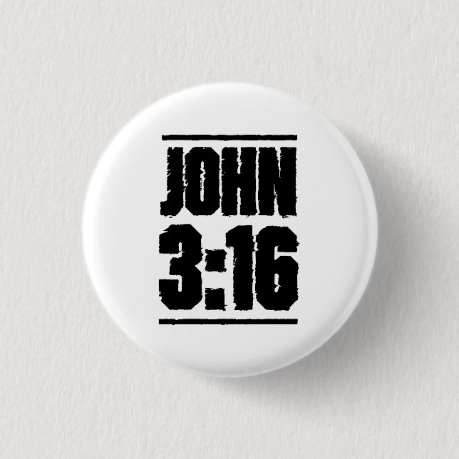 John 3:16 Christian Bible Verse  Button (Front)