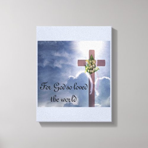 John 316 Christian Cross in the Clouds Canvas Print