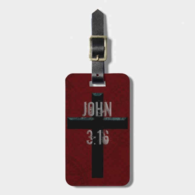 John 3:16 Christian Cross Luggage Tag (Front Vertical)