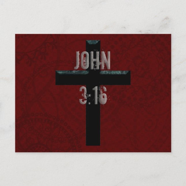 John 3:16 Christian Cross Postcard (Front)
