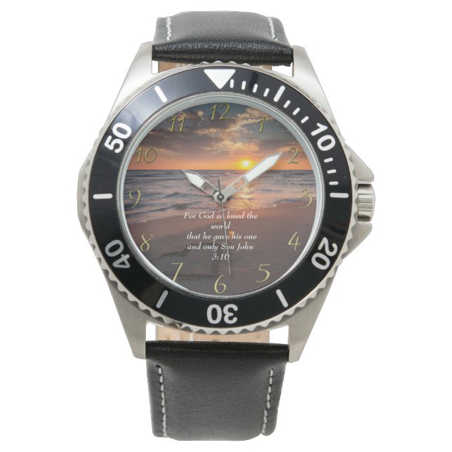 John 3:16 Christian Faith ocean with a sunset   Watch (Front)