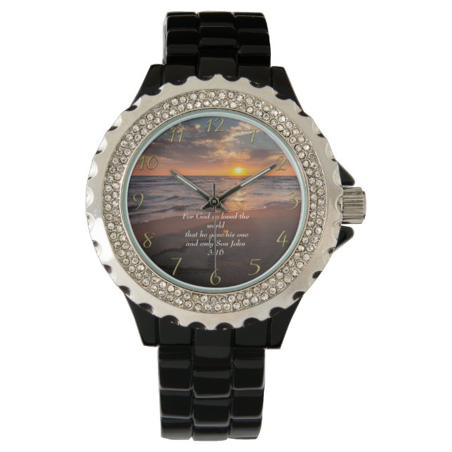 John 3:16 Christian Faith ocean with a sunset   Watch (Front)
