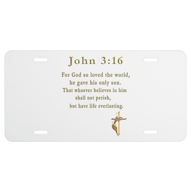 John 3:16 christian gifts license plate (Front)