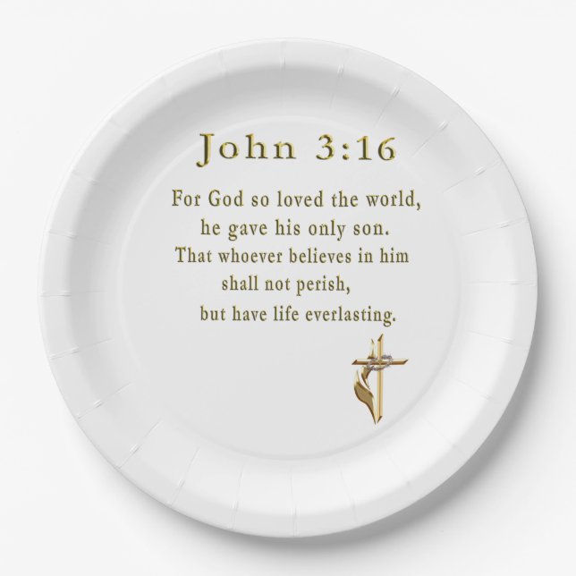 John 3:16 christian gifts paper plates (Front)