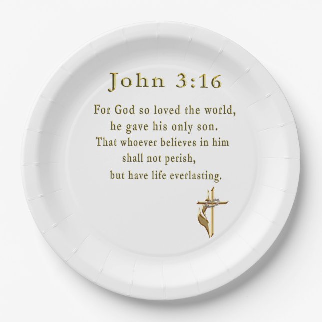 John 3:16 christian gifts paper plates (Front)