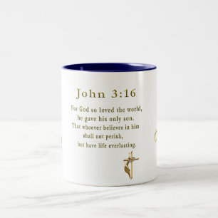 John 3:16 christian gifts Two-Tone coffee mug
