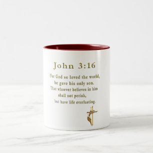 John 3:16 christian gifts Two-Tone coffee mug