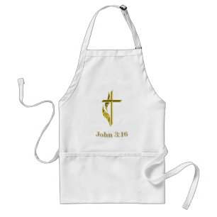 John 3:16 Christian Gold Cross gifts Adult Apron