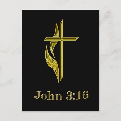 John 316 Christian Gold Cross gifts Postcard