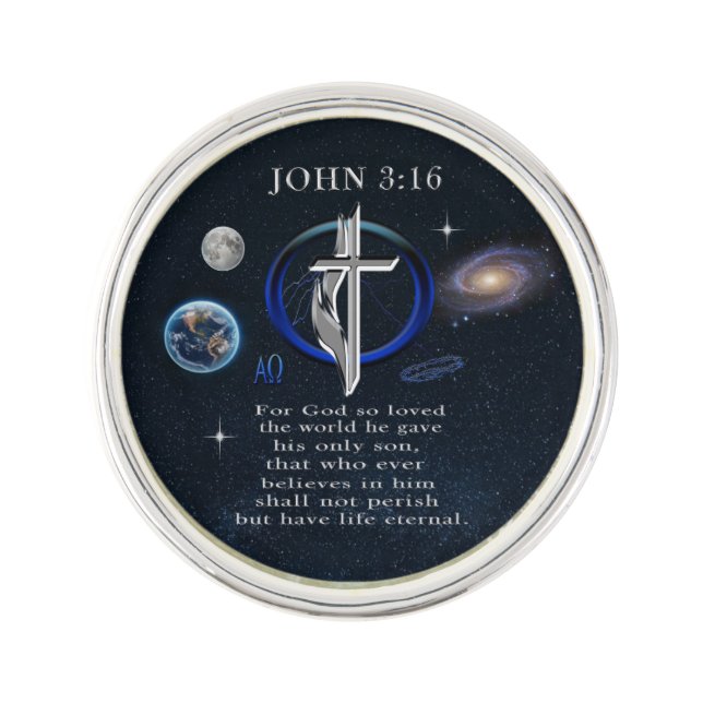 John 3:16 Christian  Lapel Pin (Front)