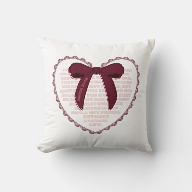 John 3:16 - Christian Valentine Throw Pillow (Front)