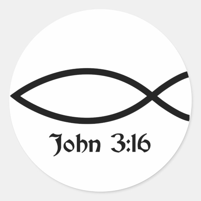 John 3:16 classic round sticker (Front)