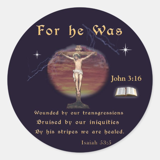 John 3:16 classic round sticker (Front)