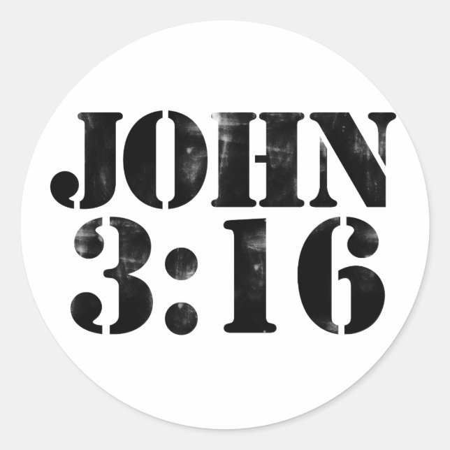 John 3:16  classic round sticker (Front)