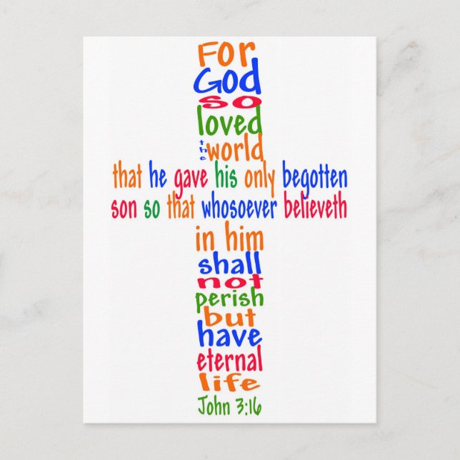 John 3:16 Cross Postcard (Front)