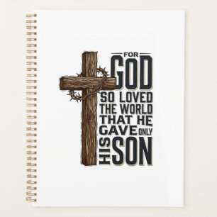 John 3_16 Cross Vintage Engraving Christian Design Planner