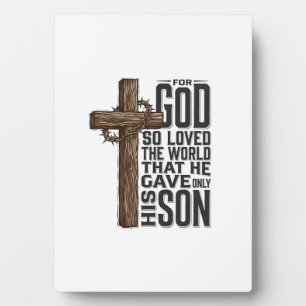 John 3_16 Cross Vintage Engraving Christian Design Plaque