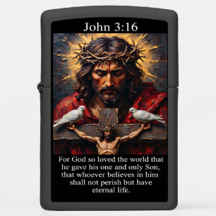 John 3:16 Crucifixion Passion of Christ White Dove Zippo Lighter