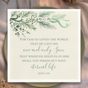 John 3:16 Custom Modern Sage Greenery Christmas  Napkins