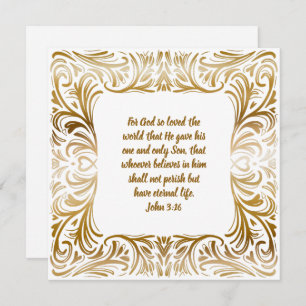 John 3:16 Custom Name Golden Unique Christmas Holiday Card