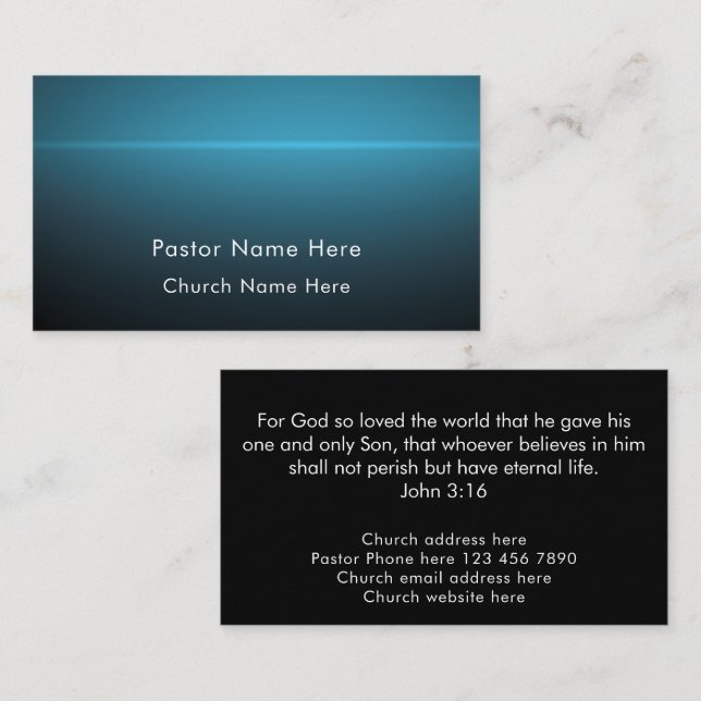 John 3:16 Custom Scripture Christian Church Pastor Business Card (Front/Back)