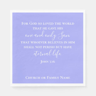 John 3:16   Custom Text Purple Religious Easter Napkins