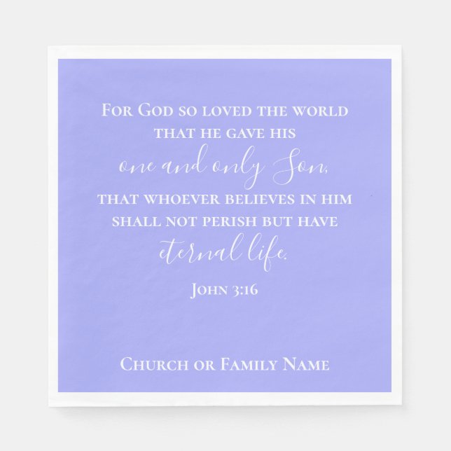 John 3:16 | Custom Text Purple Religious Easter Napkins (Front)