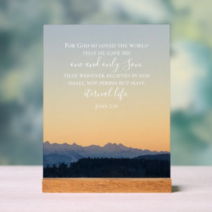 John 3:16 Custom Text Swiss Alps Original Photo Acrylic Sign