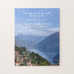 John 3:16 Custom Text Swiss Alps Original Photo Jigsaw Puzzle