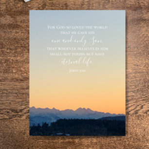 John 3:16 Custom Text   Swiss Alps Original Photo Postcard