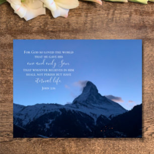 John 3:16 Custom Text   Swiss Alps Original Photo Postcard