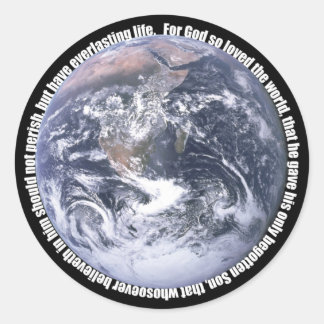 John 3:16-Earth-Sticker Classic Round Sticker