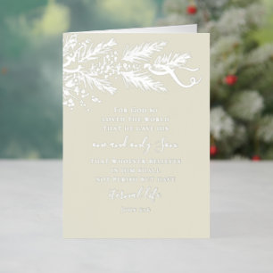 John 3:16 Elegant Modern Pine Christian Christmas Foil Holiday Card